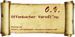 Offenbacher Varsány névjegykártya